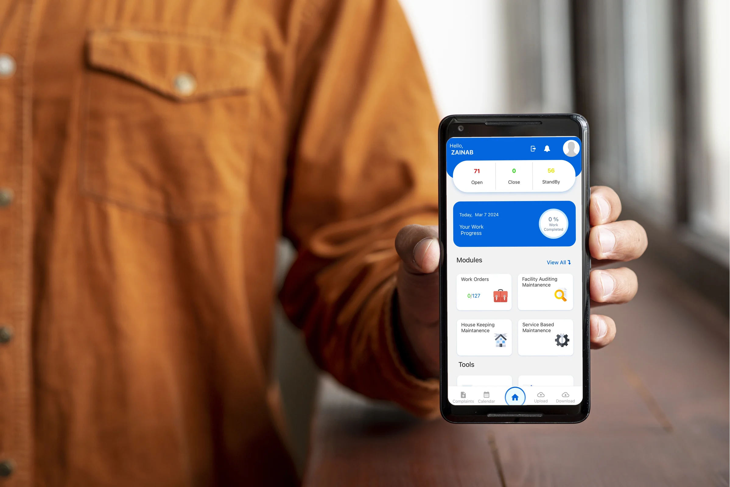 Reach field technician mobile app for managing maintenance work orders and service reports